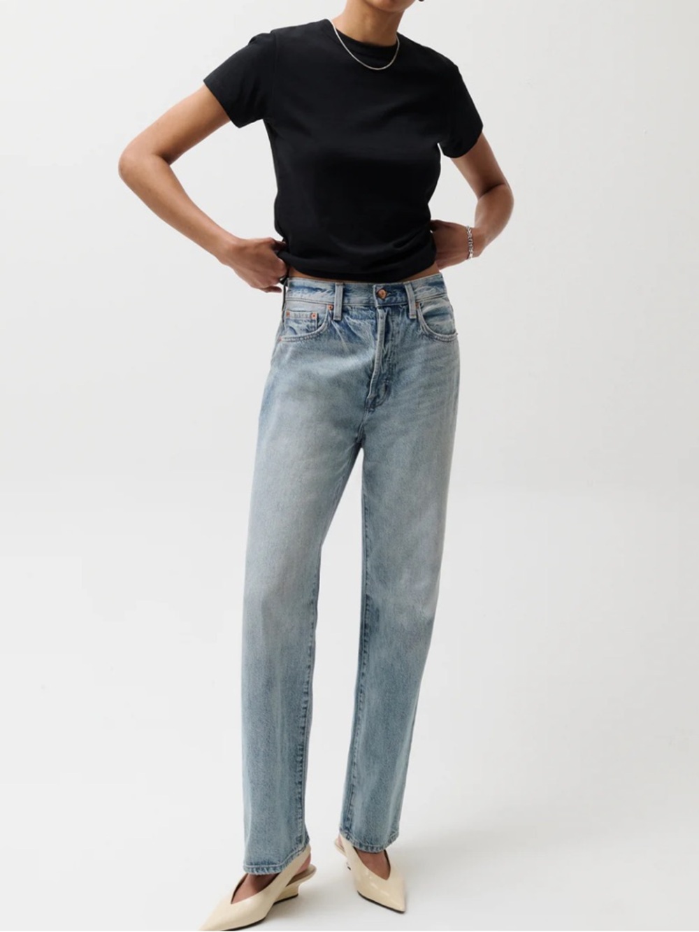 pistola Light Wash Straight Leg Jeans
